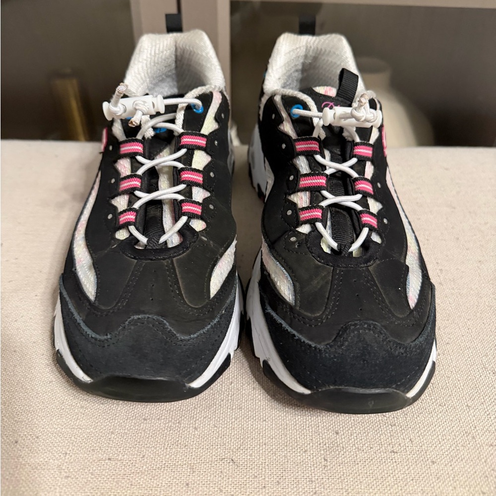 Skechers Black and Pink Women's Sneakers